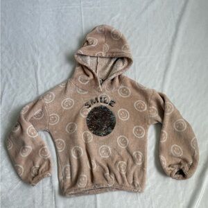 Lily Bleu Beige Sequin Smiley Hoodie Kids Girls Size Small (7/8)